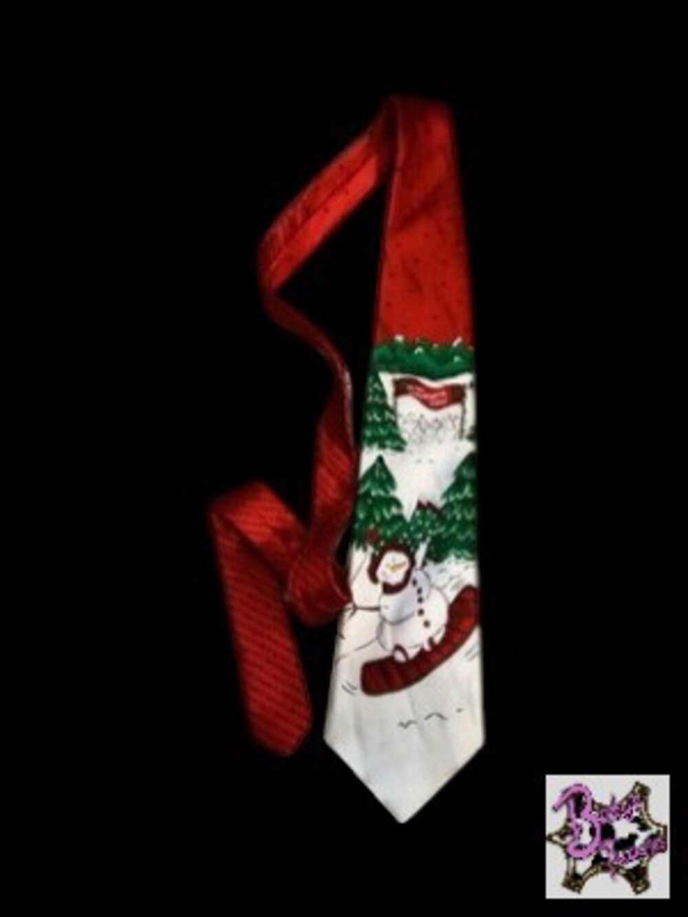 Holiday Tales Men’s 100% Silk Tie Christmas Santa Holiday Snow Boarding